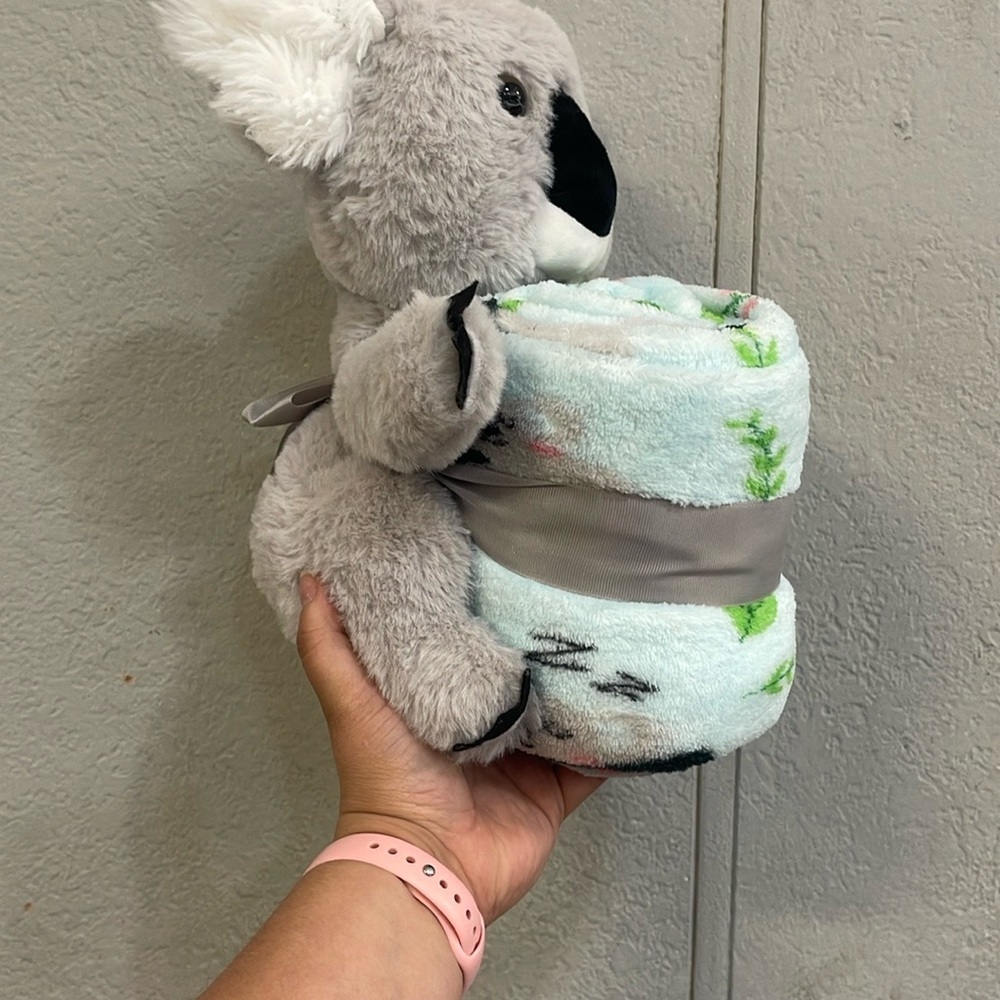 NWOT Koala Plush Toy with Blanket - Gray and Green - Picture 3 of 6